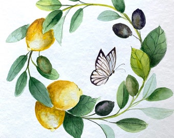 Lemons and Olives Original Painting Wall Decor