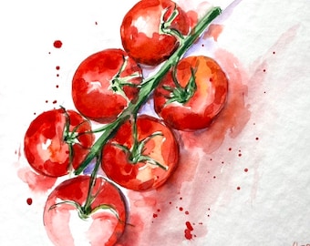 Tomato Original Watercolour Painting Kitchen Wall Art Home Decor Housewarming Gift Gift for mom