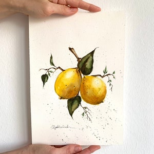 Lemons Original Painting Wall Art Kitchen Decor Original Gift for Mother Gift for Sister
