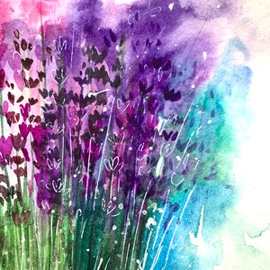 Lavender painting Original Watercolor French Flower painting Lavender wall Art Small Flower painting Lavender Gift image 5