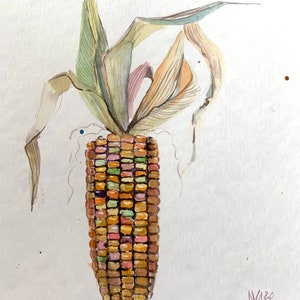 Indian Corn Original Watercolor Painting Wall Art