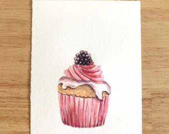 Cupcake Original Watercolor Painting