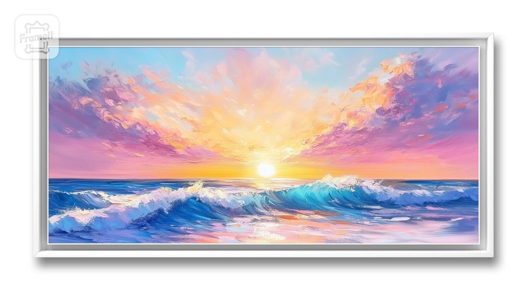 Abstract Ocean Sunset Art Print: Coastal Living Room Wall Decor - Etsy