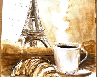 Coffee Painting Original Wall Decor