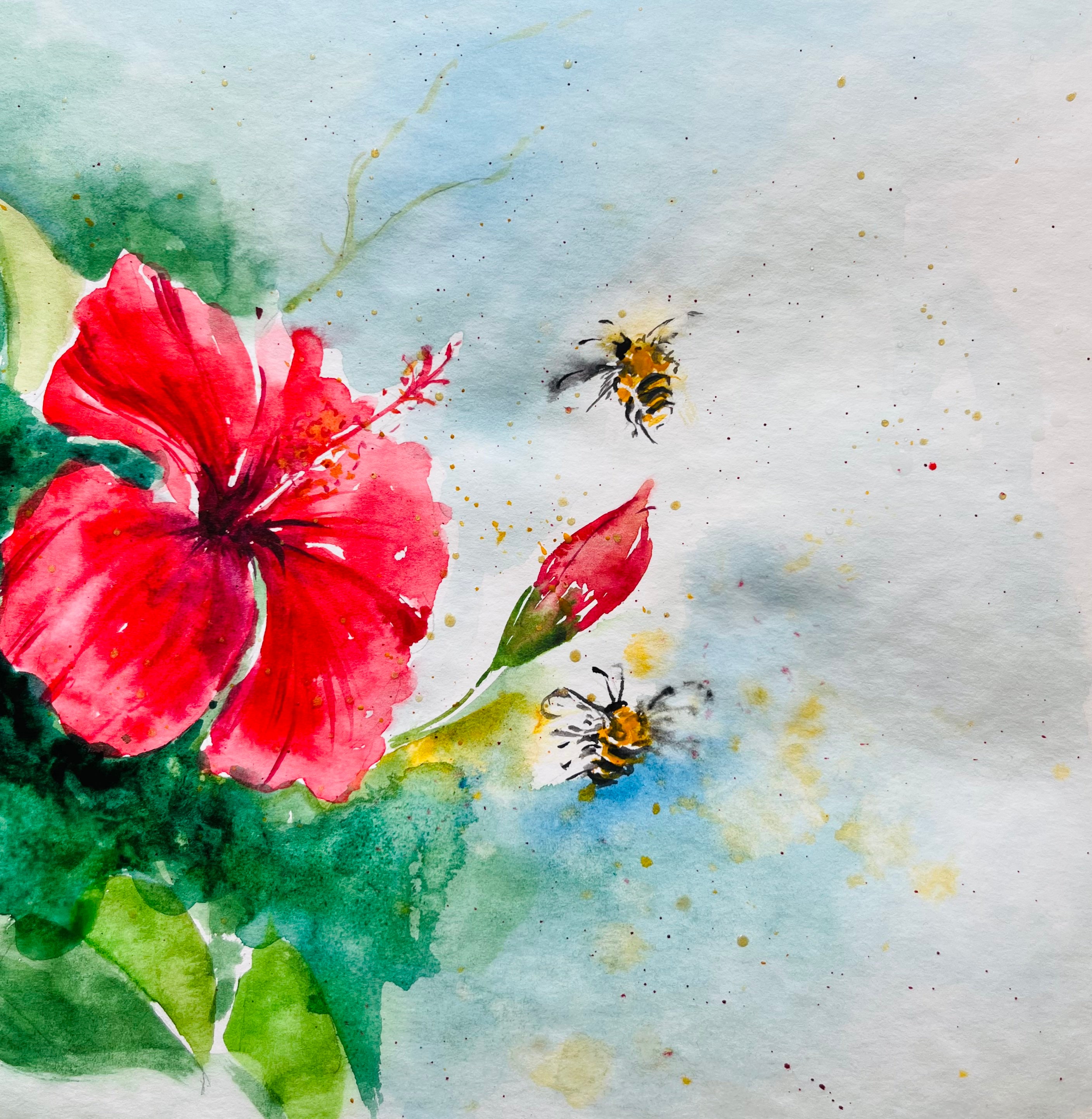 ハイビスカス オリジナル絵画 壁アート 花のアート ホーム