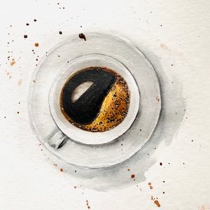 Black Coffee Original Painting Wall Decor Home Decor Coffee Bar Art Mother&#39;s Day Gift Goft for Friend