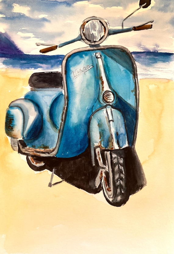 Toile Scooter en Italie – Décoration Murale Vintage