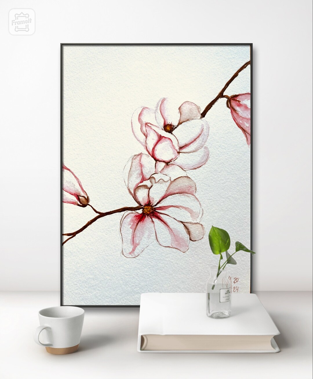 Magnolia White Original Painting Watercolor Art Home Decor Gift for ...