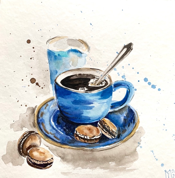 Kaffeetasse Original Gemälde Wandkunst