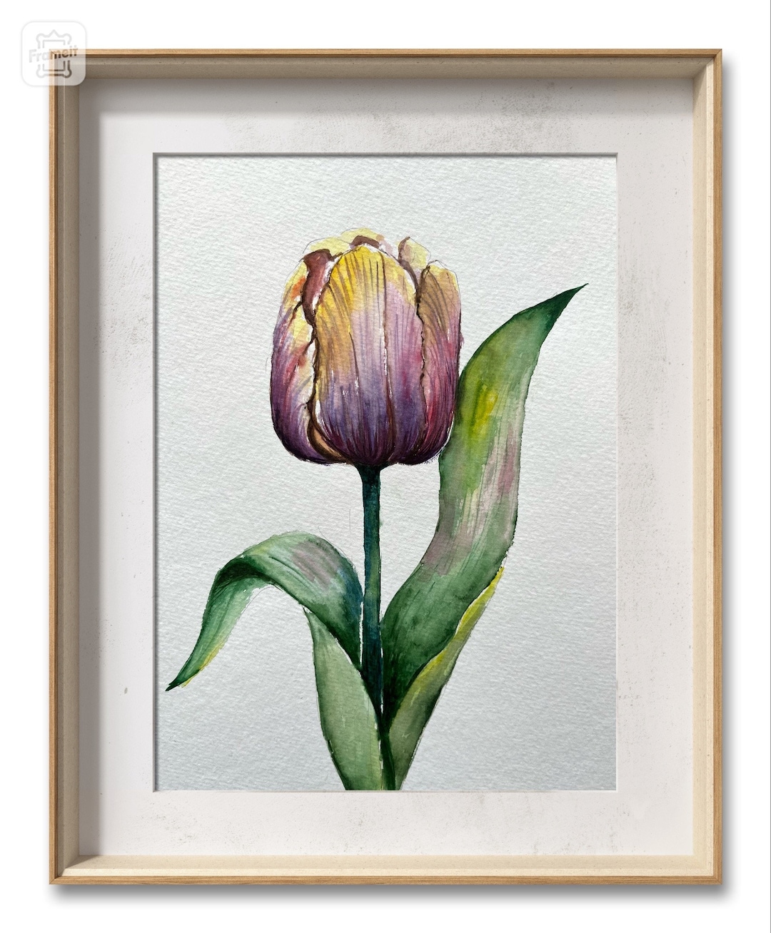 Vintage Tulip Watercolor Painting: Handmade Floral Wall Art (30x40 Cm ...