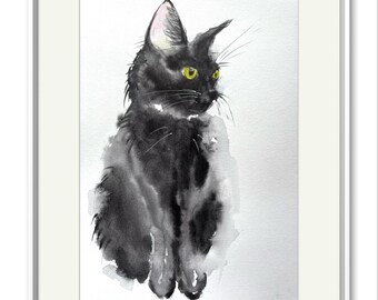カスタム猫の肖像画：オリジナル水彩画、猫好きへのギフト - Etsy 日本