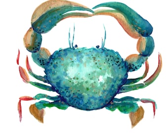 Blue Crab Watercolor Print: Coastal Wall Art (Digital Download)