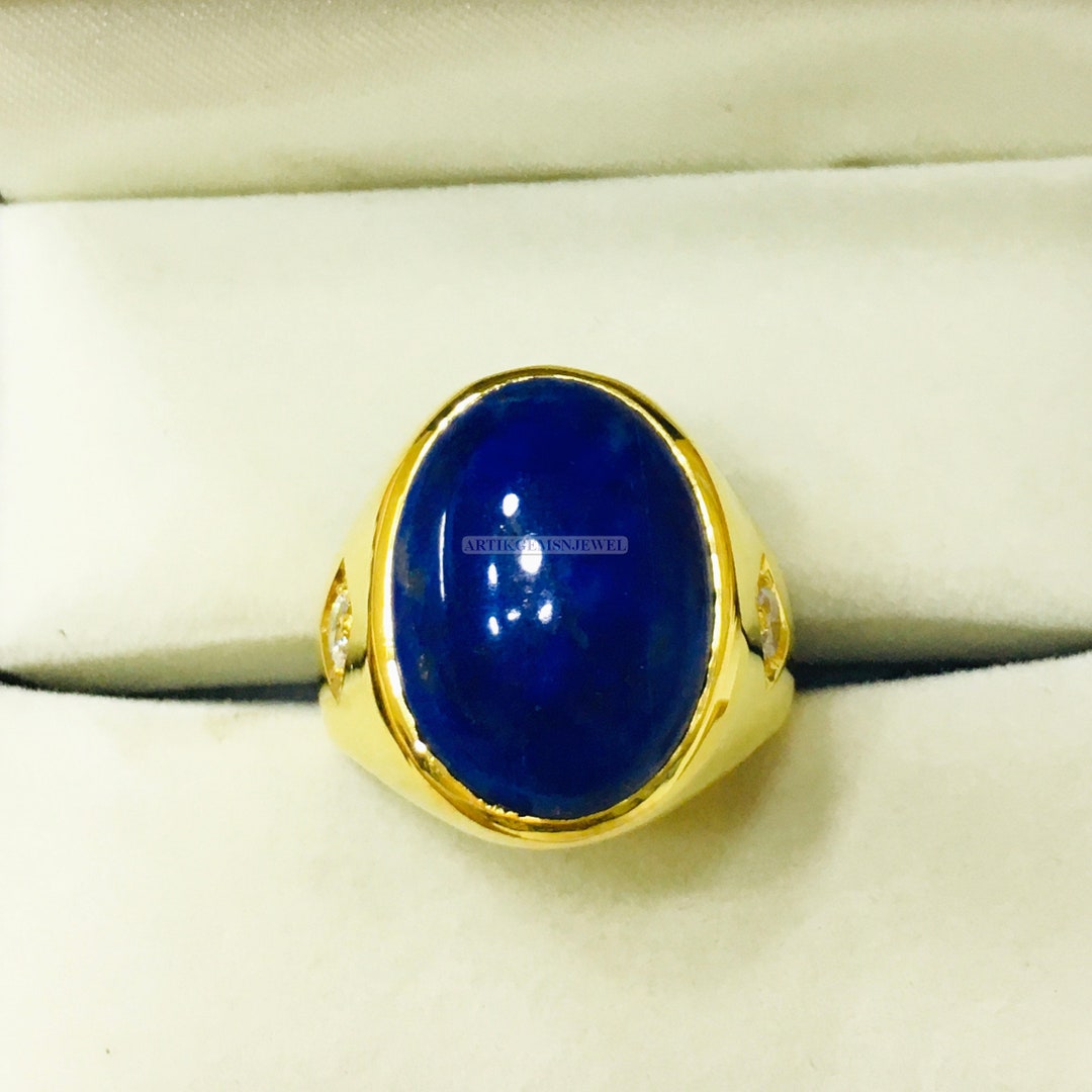 Lapis Lazuli Gemstone Ring for Men's Gold Plated 925 Etsy