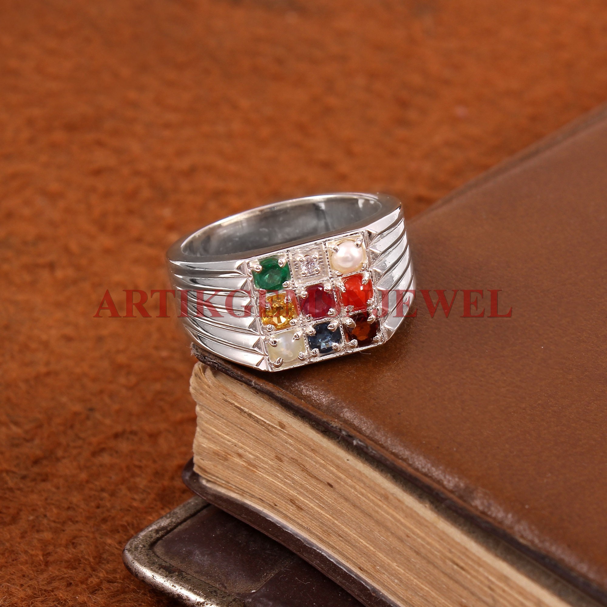 Navaratna Gemstone Ring 925 Sterling Silver Ring - Etsy