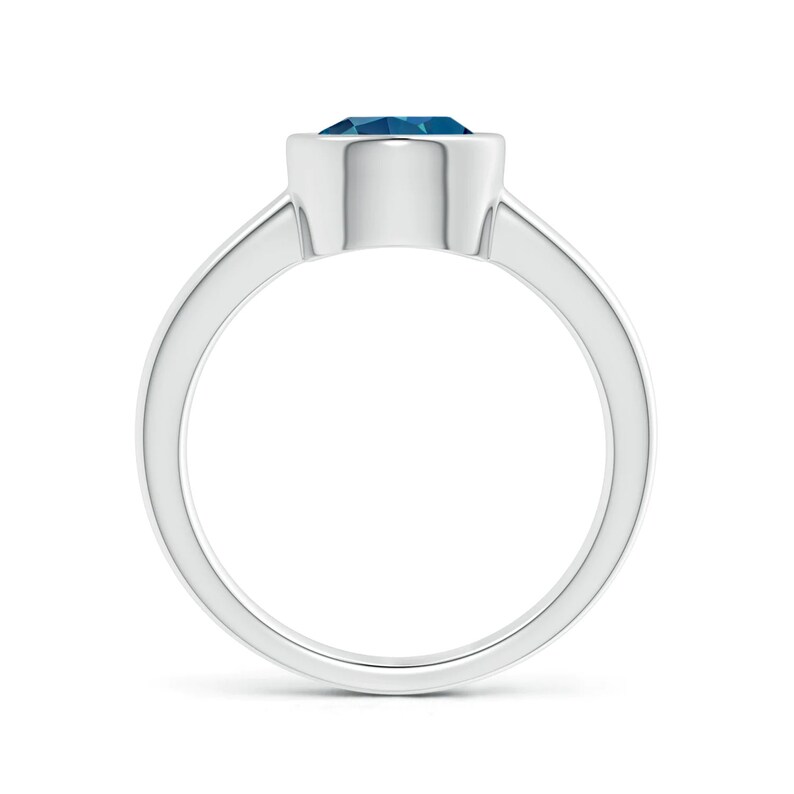Bezel Set Ring for Her London Blue Topaz Sterling Silver Ring Engagement Ring for Women December Birthstone Ring