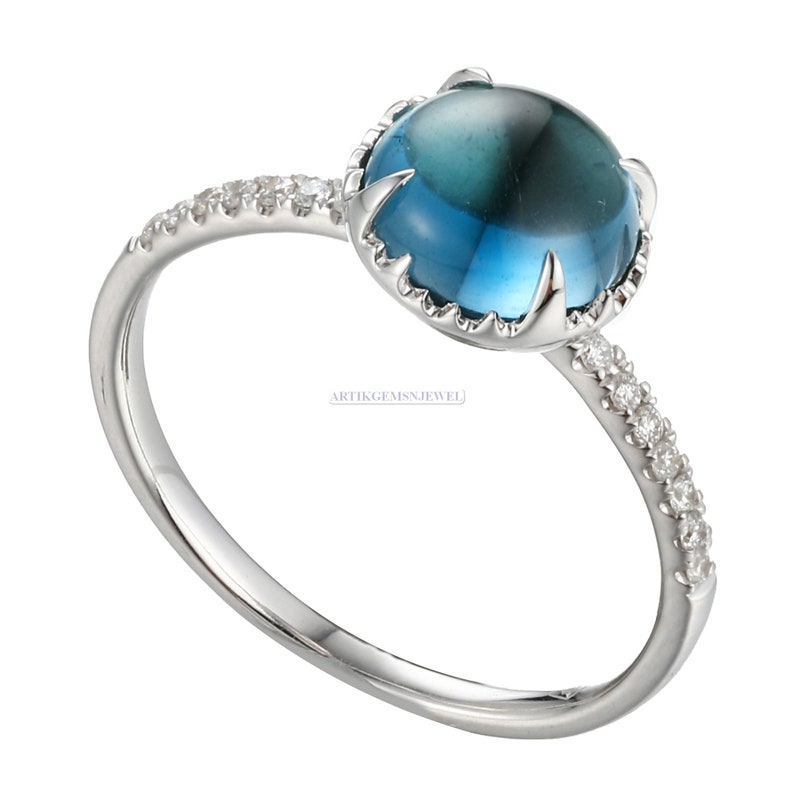 Engagement Ring for Women/'s 925 Sterling Silver Ring for Women/'s Solitaire Ring for Women/'s Natural Blue Topaz Gemstone Ring