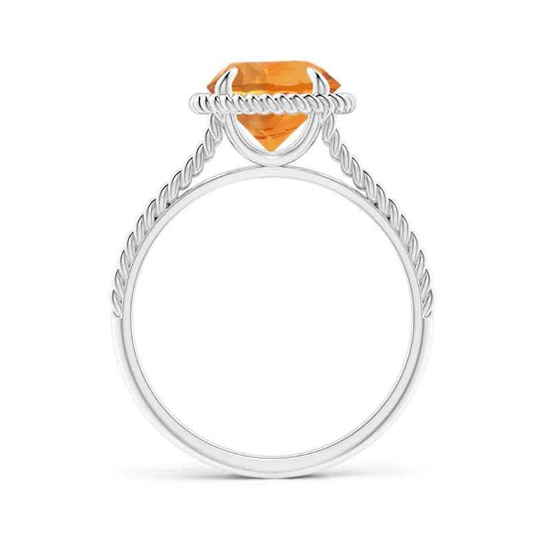 Citrine Gemstone Sterling Silver Ring November Birthstone Ring for Women Solitaire Ring for Her Wedding Ring for Bridal