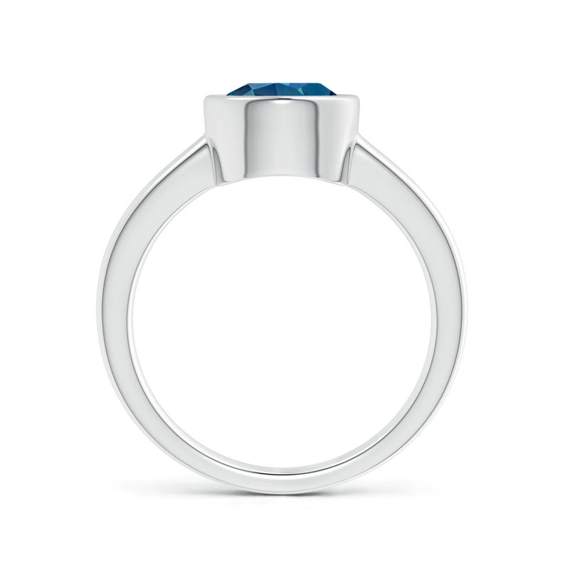 Bezel Set Ring for Her London Blue Topaz Sterling Silver Ring Engagement Ring for Women December Birthstone Ring