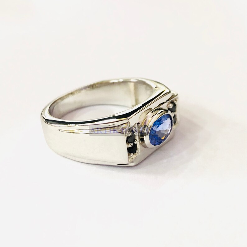 925 Sterling Silver Ring Black Spinel Ring Birthday Gift for Him Tanzanite Gemstone Men/'s Ring December Birthstone Ring