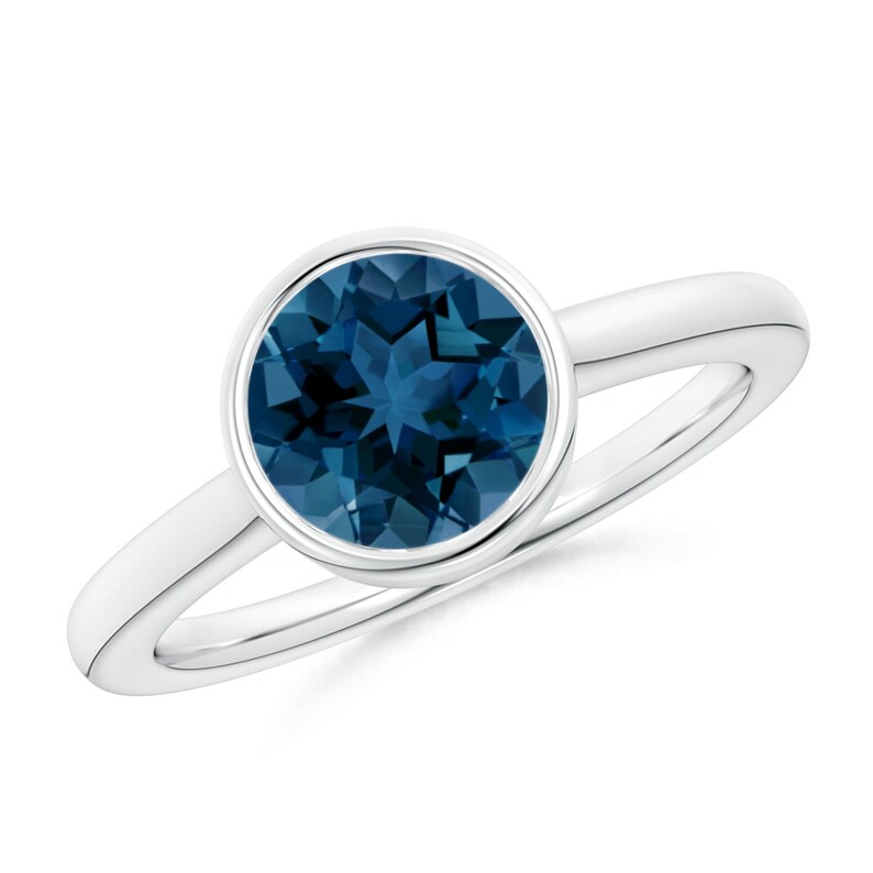 Bezel Set Ring for Her London Blue Topaz Sterling Silver Ring Engagement Ring for Women December Birthstone Ring
