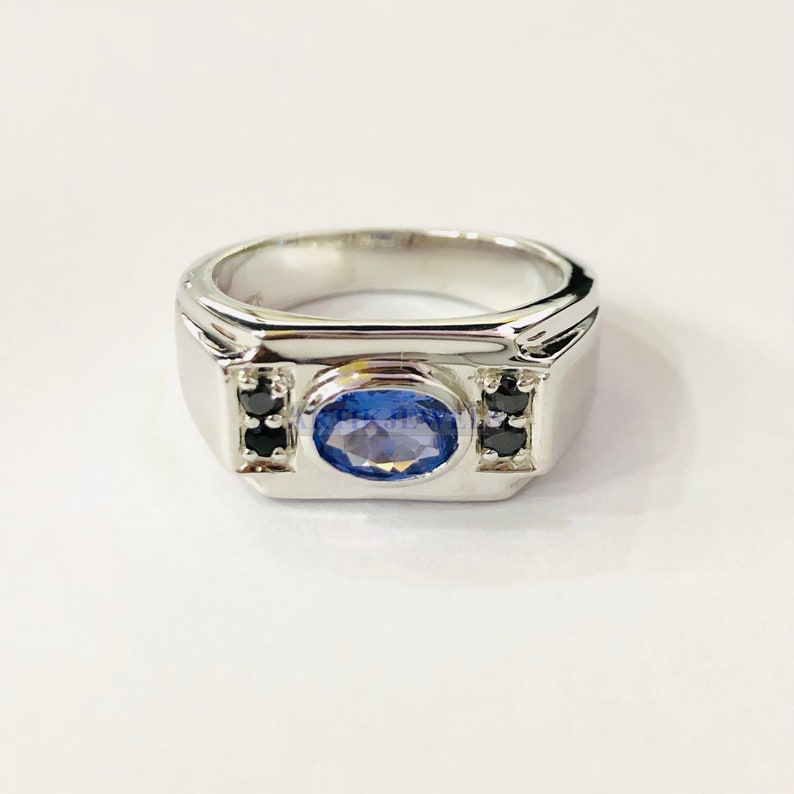 925 Sterling Silver Ring Black Spinel Ring Birthday Gift for Him Tanzanite Gemstone Men/'s Ring December Birthstone Ring