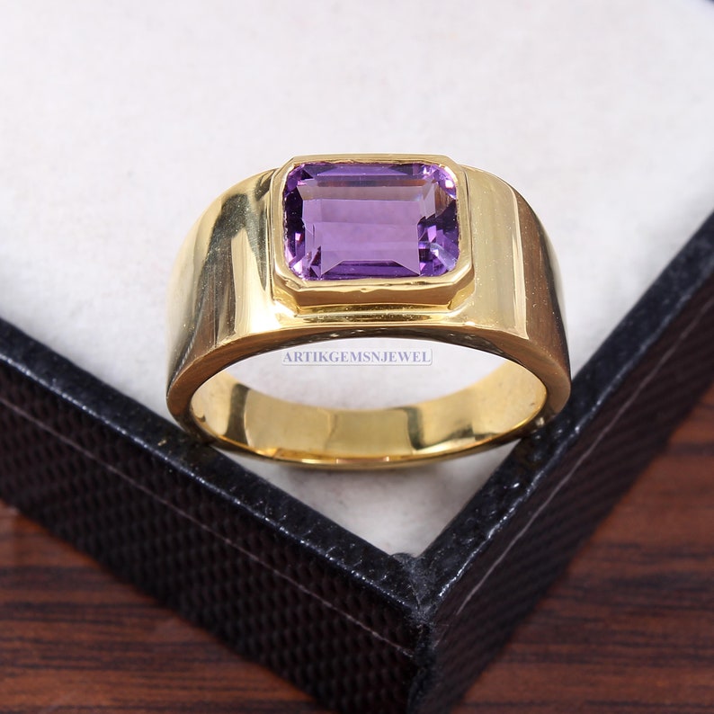 Amethyst Men's Ring 925 Sterling Silver Ring Men's Etsy