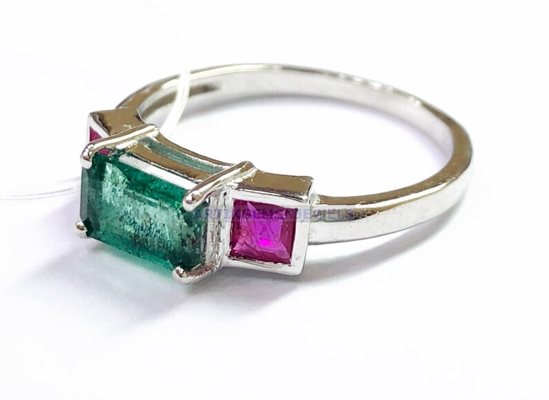 Sterling Silver Jewelry Ring Multi Gemstone Women Jewelry Ring Emerald /& Ruby Sterling Silver Ring for Women Christmas Gift Women Gift