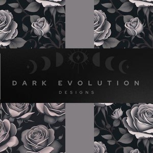 3 Seamless Art Deco Black and Gray Rose Patterns - PDF - Digital Download - Repeating Pattern Infinite Patterns, Decorative, Design Ideas