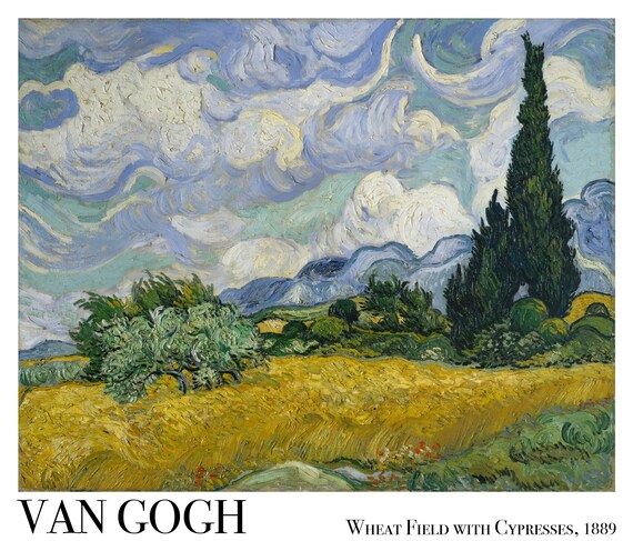 Van Gogh Wheat Field With Cypresses Print Etsy Van Gogh Wheat Field With Cypresses Print Etsy