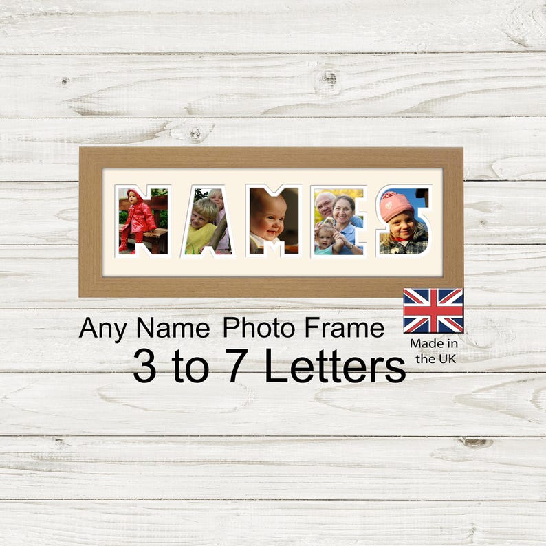Personalized Name Photo Frame, Cut Out Letter Picture Frame image 1