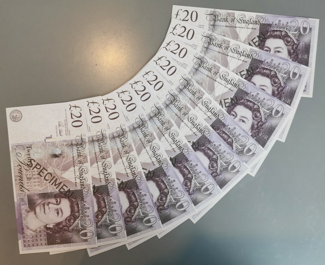 20 &amp; 50 Pound Notes for Prop Pretend Money Prank Joke Poker | Etsy