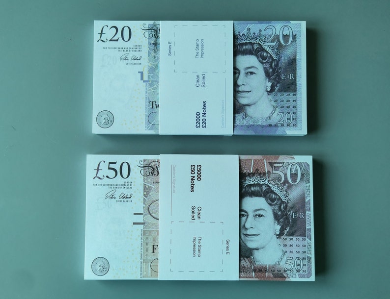 20 &amp; 50 Pound Notes for Prop Pretend Money Prank Joke Poker | Etsy