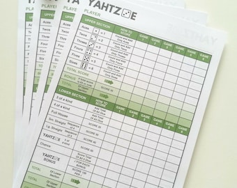 Yahtzee score sheets 384 Games! Score Cards Pads Pages Refills Scorecards Notes - Printed professionally in the UK