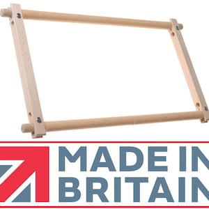 May include: A wooden embroidery hoop with a natural finish. The hoop is made in Britain and is designed for use with embroidery projects.