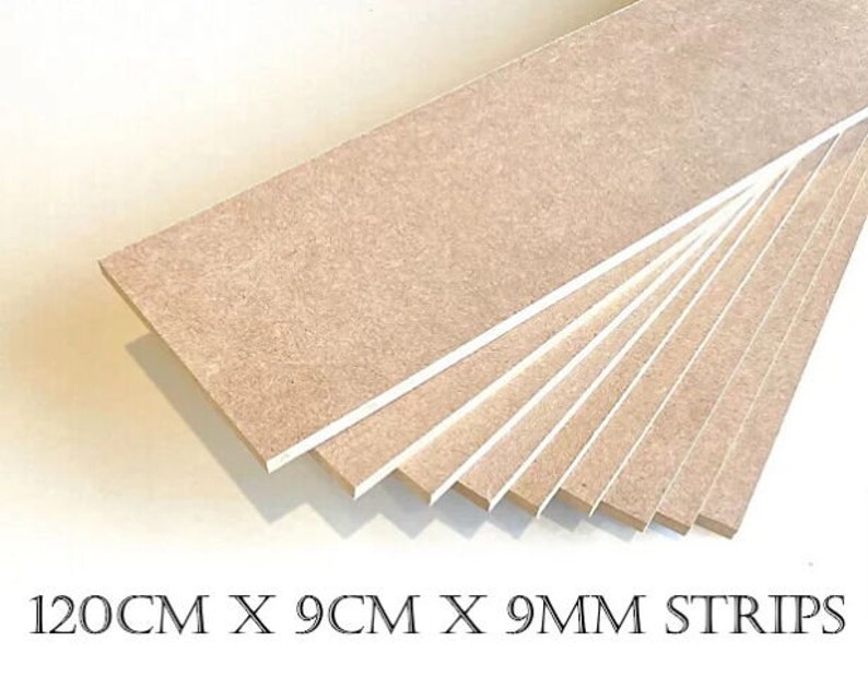 May include: A stack of 9 mm thick wood strips, each measuring 120 cm long and 9 cm wide. The strips are light brown and have a smooth surface.