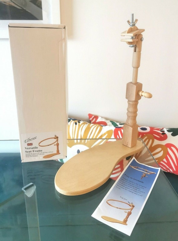 Adjustable Sit-on Beech Wood Round Embroidery Frame Cross-stitch Lap Frame Tool
