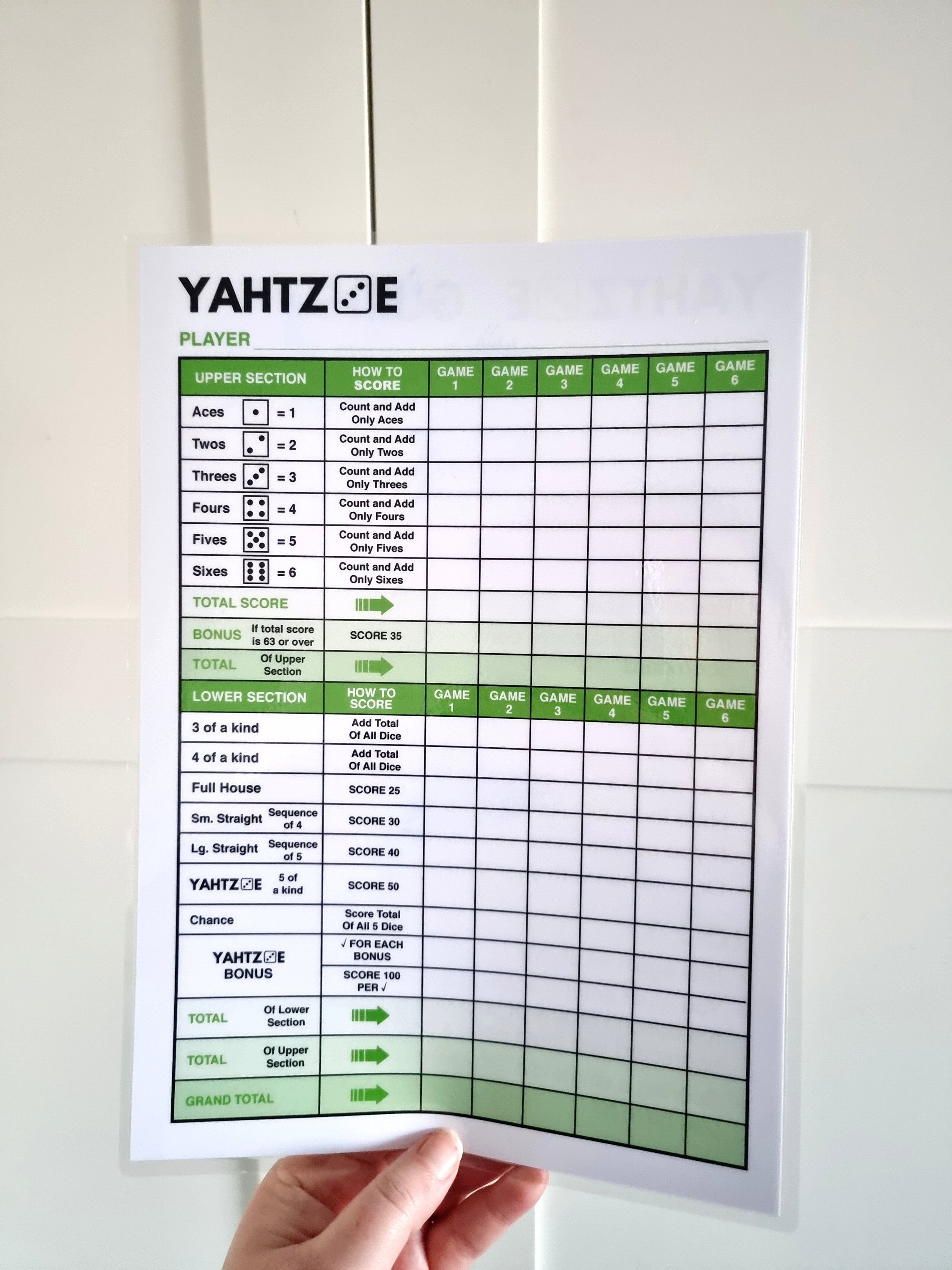 Reusable Yahtzee Score Sheets X 2 Laminated Dry Wipe XL A4 Etsy UK