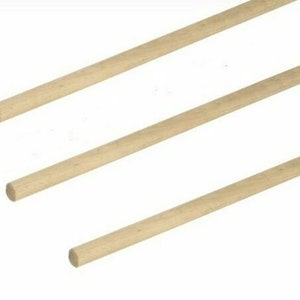 May include: Three light-coloured wooden dowels, each with a rounded end. The dowels are arranged diagonally against a white background. The wood grain is visible, and the dowels appear to be new.
