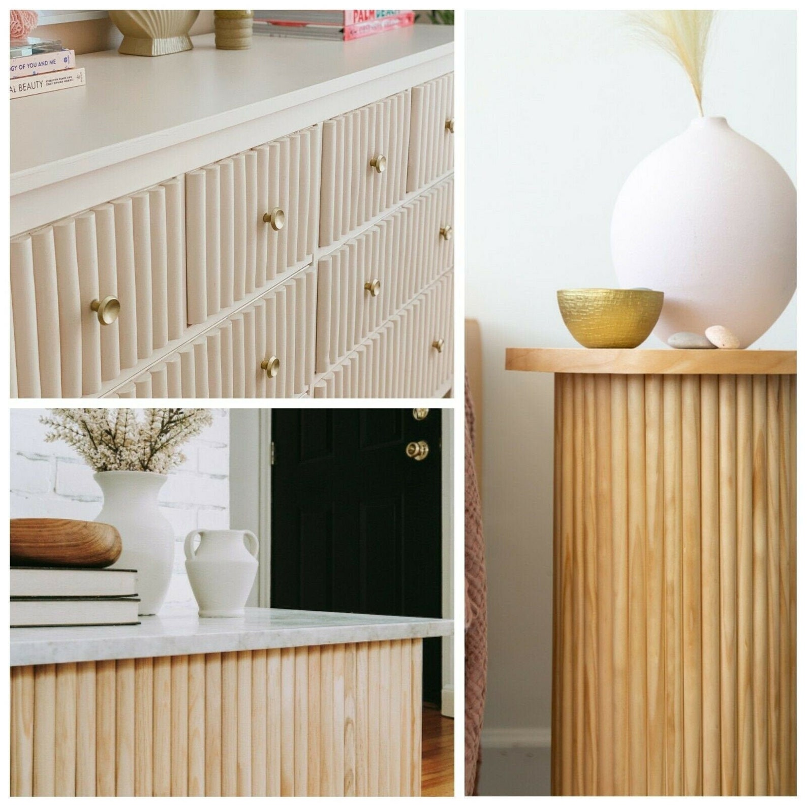 Half Round Dowels Fluted Furniture Wood Trim Craft Poles Etsy UK