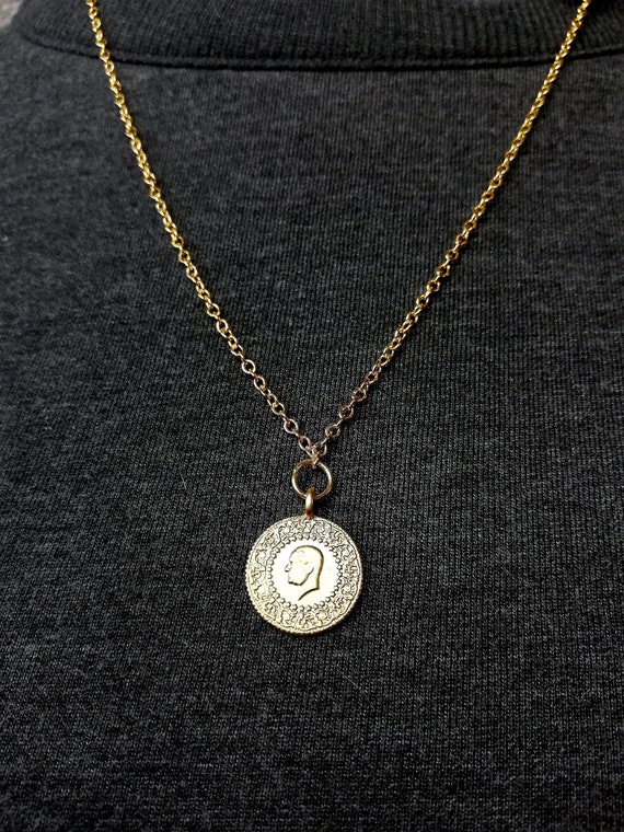 Dainty Gold Coin Medallion Necklace Minimalist Delicate | Etsy