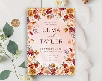 Wedding Invitation Suite —  Fall Roses