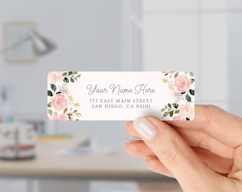 Return Address Labels with Pink Roses for Weddings and Invitations