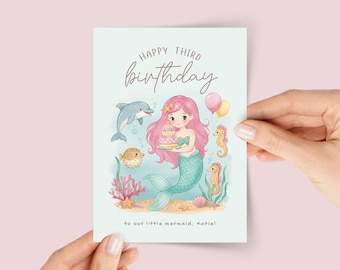 Mermaid Birthday Card for Toddler Girl Turning One, Two, 3, 4, 5 and Up: Under the Sea