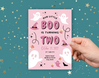 Our Little Boo Halloween Birthday Invitations - Pink