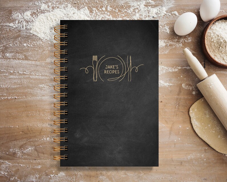 Personalized Hardcover Recipe Book Dinner Plate Cover Text