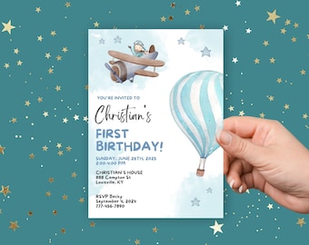 First Birthday Party Invitations for Little Aviators