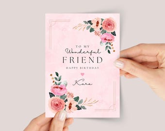 Birthday Card for Friend with Pink Roses