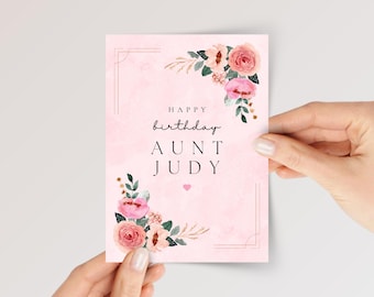 Birthday Card for Aunt Pink Flowers