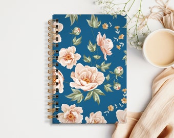 Hardcover Spiral Journal — Blue Magnolias