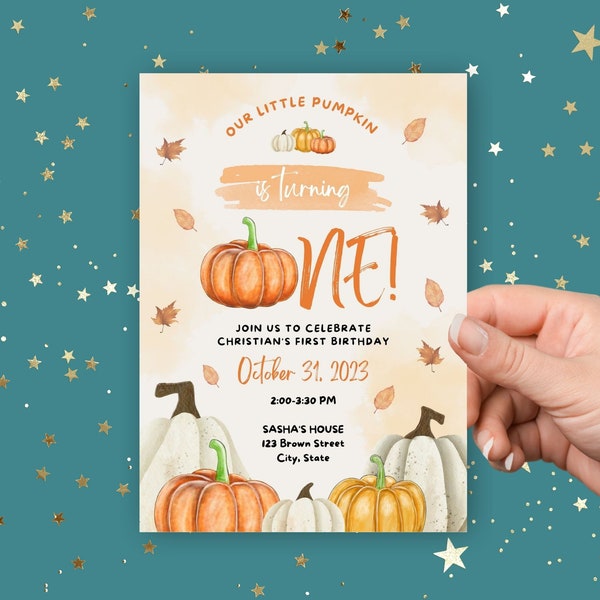 Our Little Pumpkin First Birthday Invitations - Orange